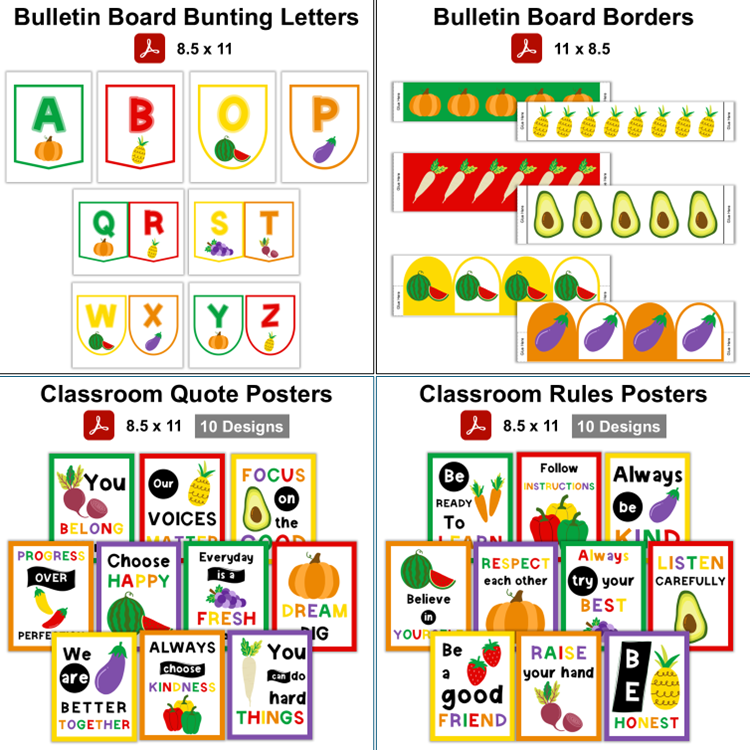 Classroom Decor Bundle - Healthy Eating | Editable