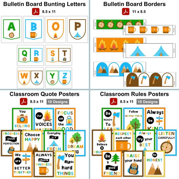 Classroom Decor Bundle - Camping | Editable