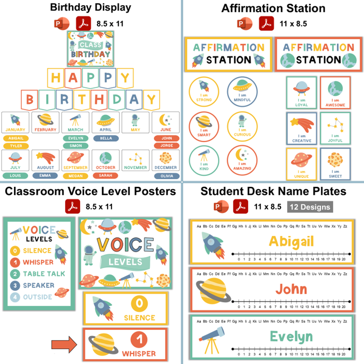 Classroom Decor Bundle - Space | Editable
