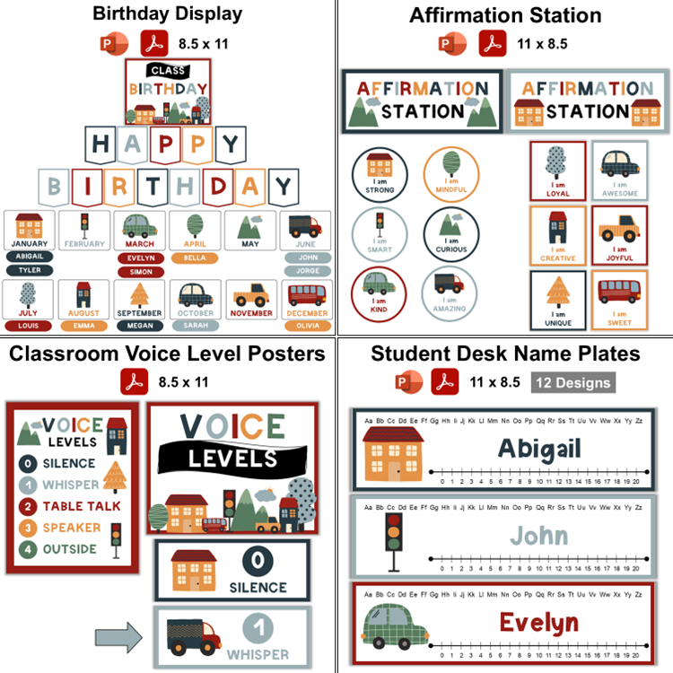 Classroom Decor Bundle - Little Town | Editable