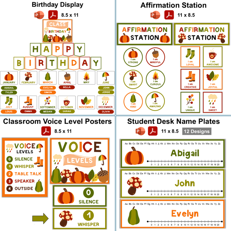 Classroom Decor Bundle - Hello Fall | Editable