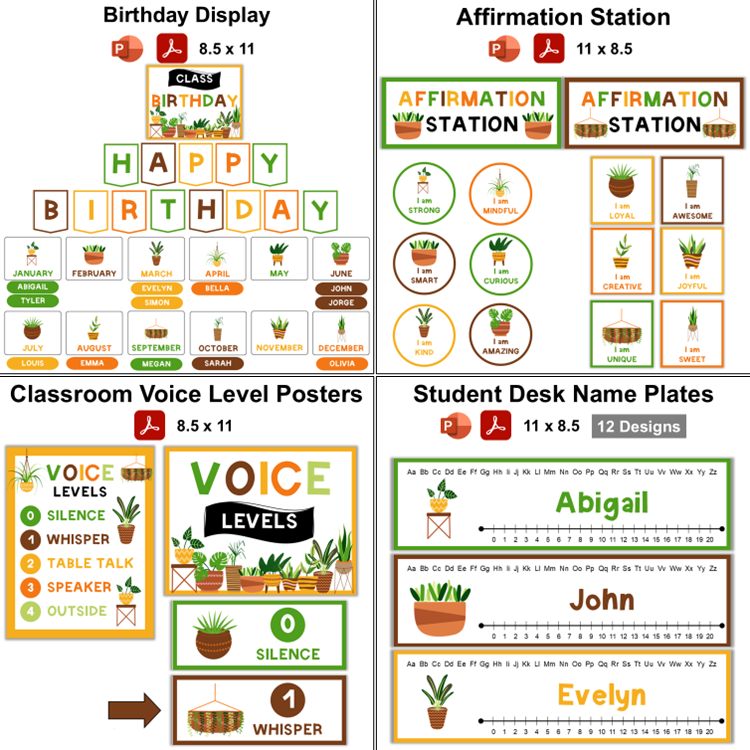 Classroom Decor Bundle - Indoor Plants | Editable