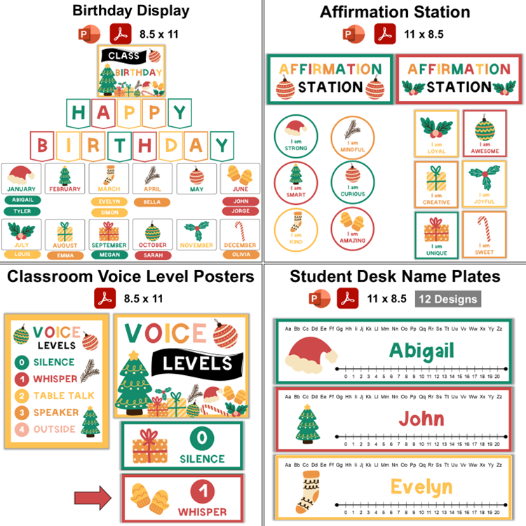 Classroom Decor Bundle - Cute Christmas | Editable