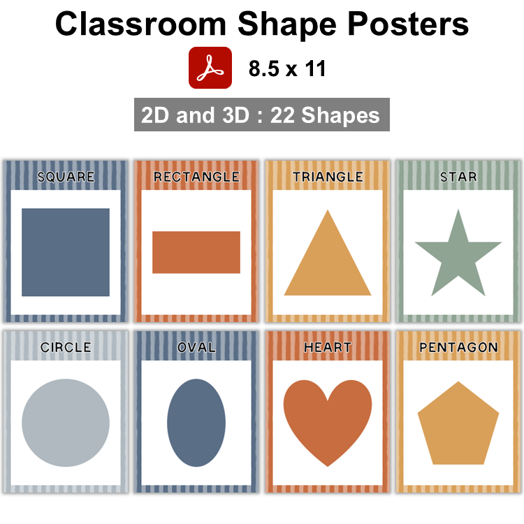 Classroom Shape Posters - Neutral Rainbow