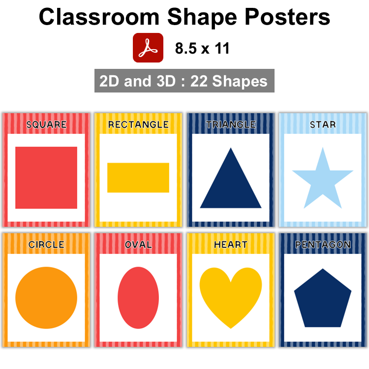 Classroom Shape Posters - Cute Transportation