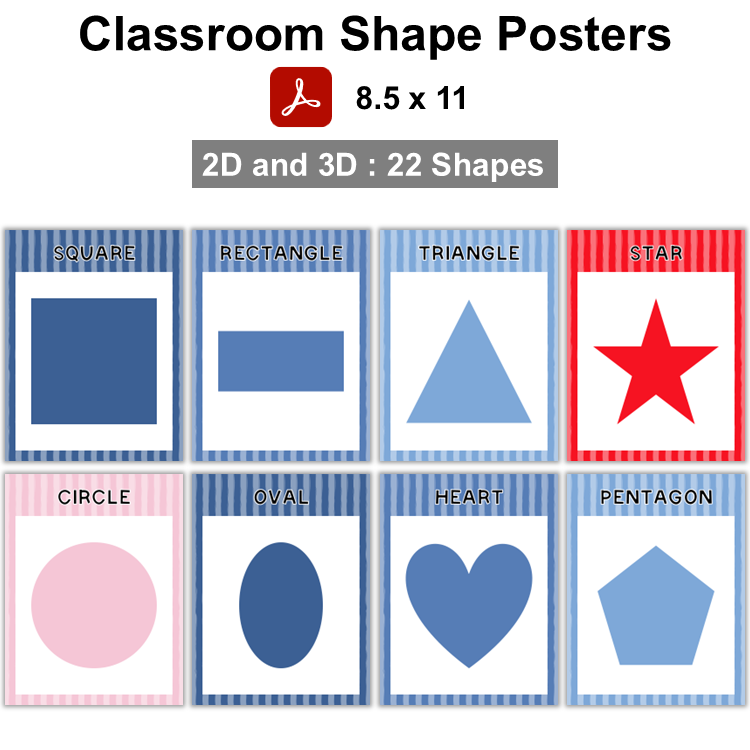 Classroom Shape Posters - Blue Winter