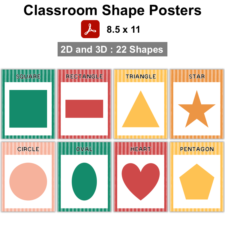 Classroom Shape Posters - Cute Christmas