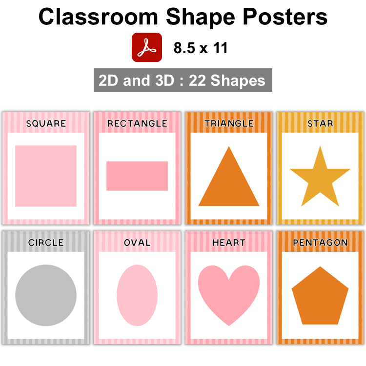Classroom Shape Posters - Pink Halloween