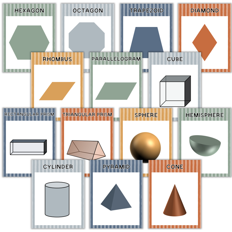 Classroom Shape Posters - Neutral Rainbow