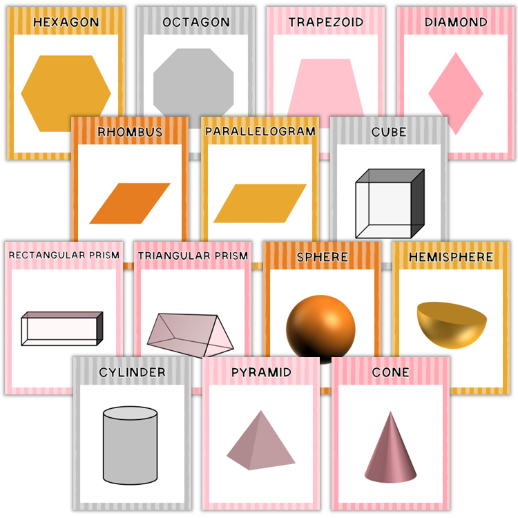 Classroom Shape Posters - Pink Halloween