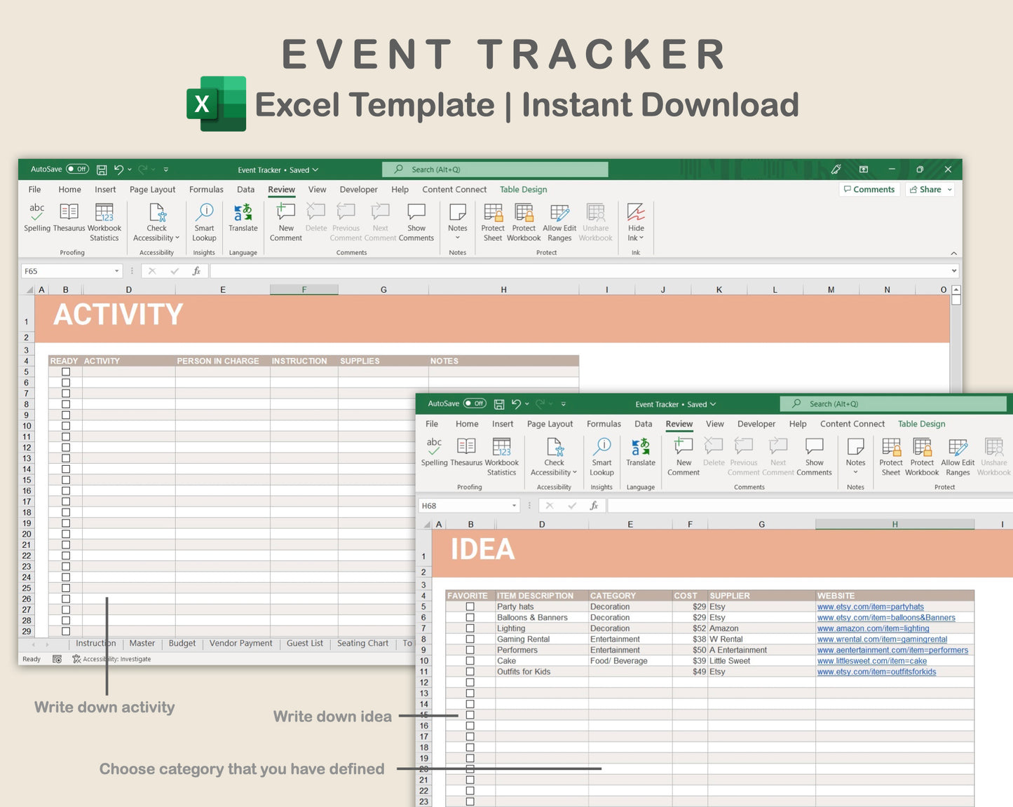 Excel - Event Planner - Neutral