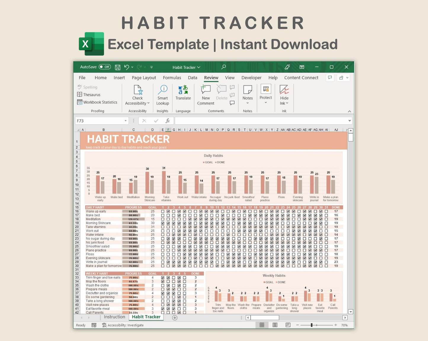 Excel - Habit Tracker - Neutral
