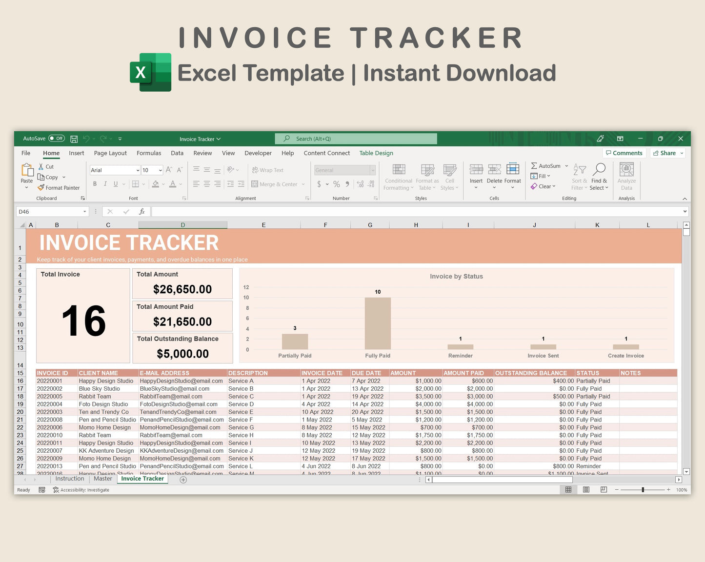 Excel - Invoice Tracker - Neutral