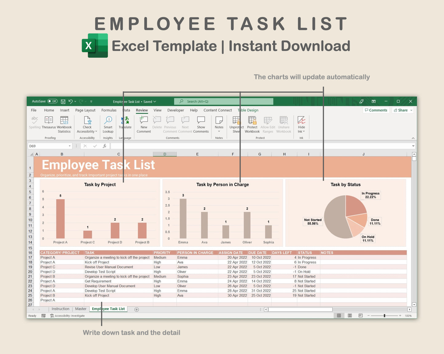 Excel - Employee Task List - Neutral
