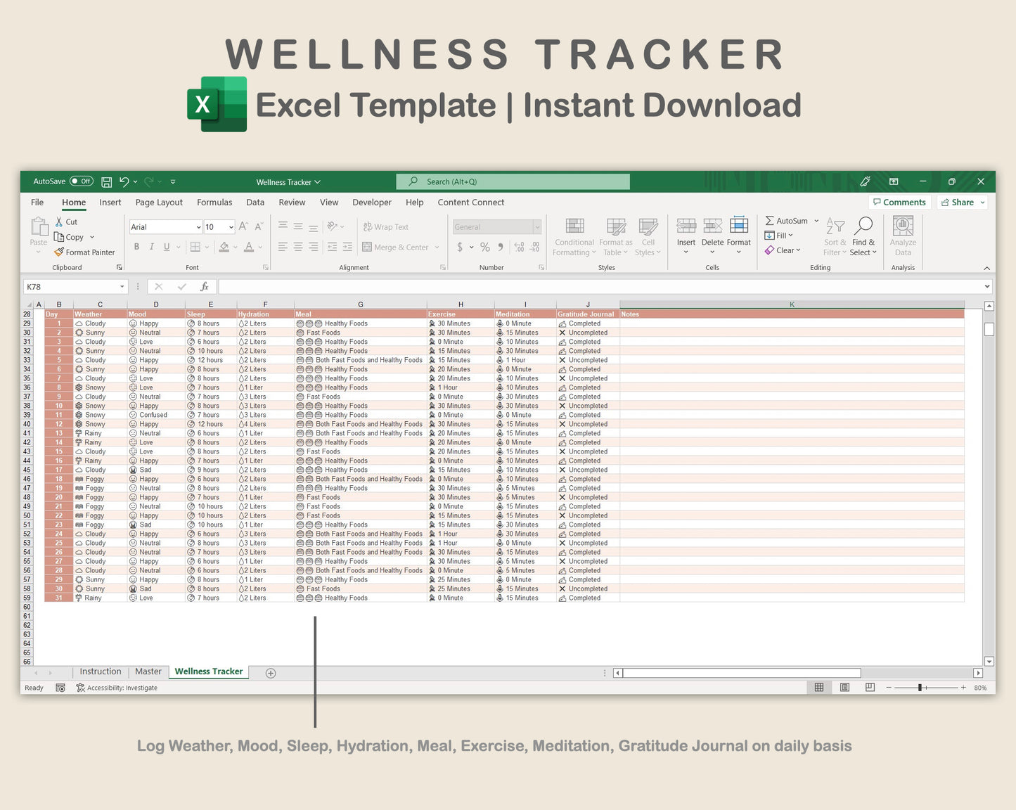 Excel - Wellness Tracker - Neutral