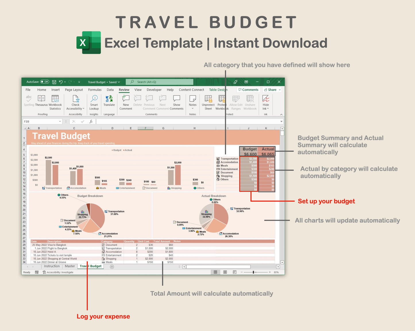 Excel - Travel Budget - Neutral