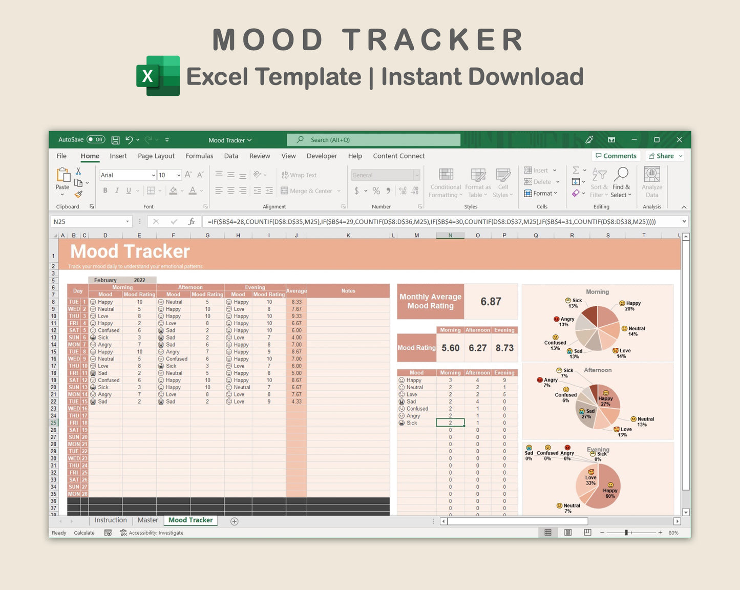 Excel - Mood Tracker - Neutral