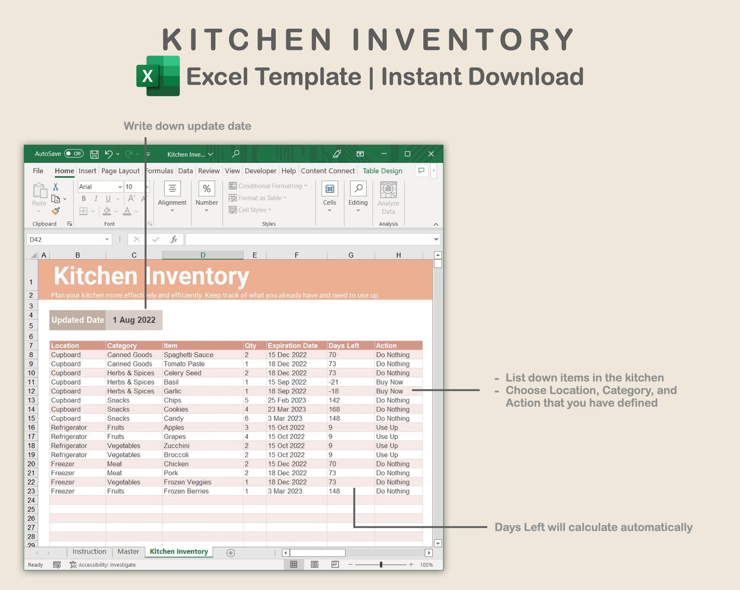 Excel - Kitchen Inventory - Neutral