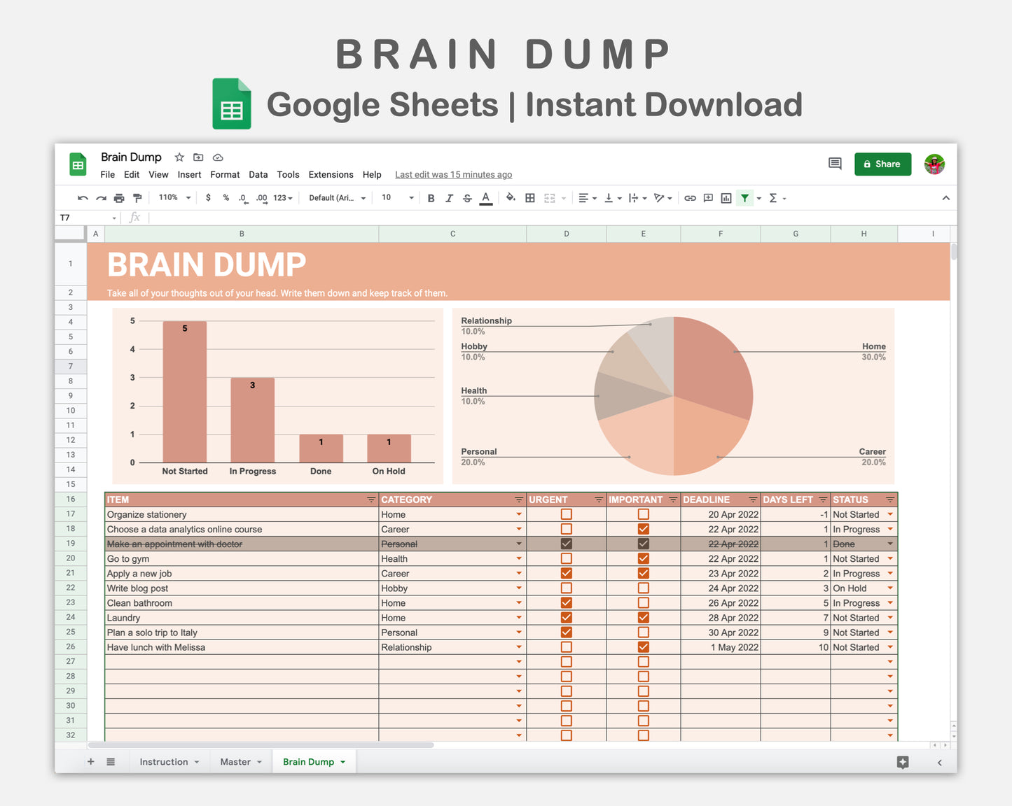 Google Sheets - Brain Dump - Neutral