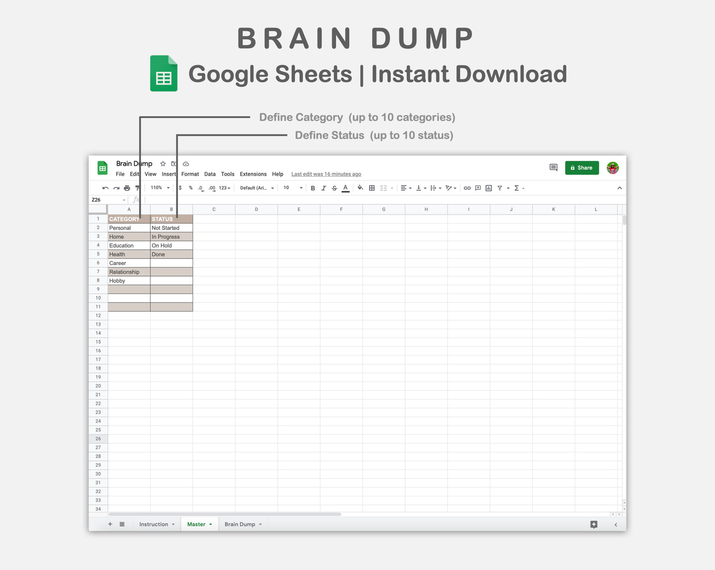 Google Sheets - Brain Dump - Neutral