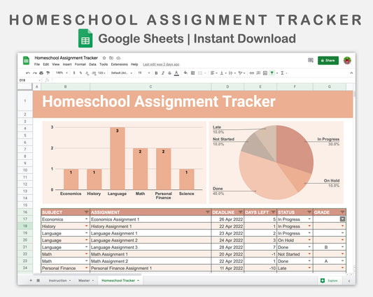 Google Sheets - Homeschool Assignment Tracker - Neutral