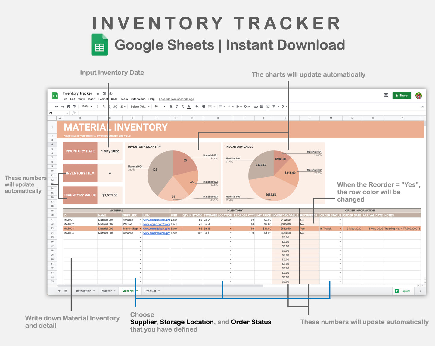Google Sheets - Inventory Tracker - Neutral