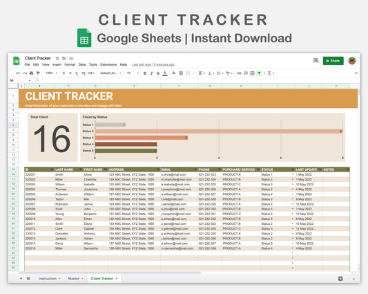 Google Sheets - Client Tracker - Boho