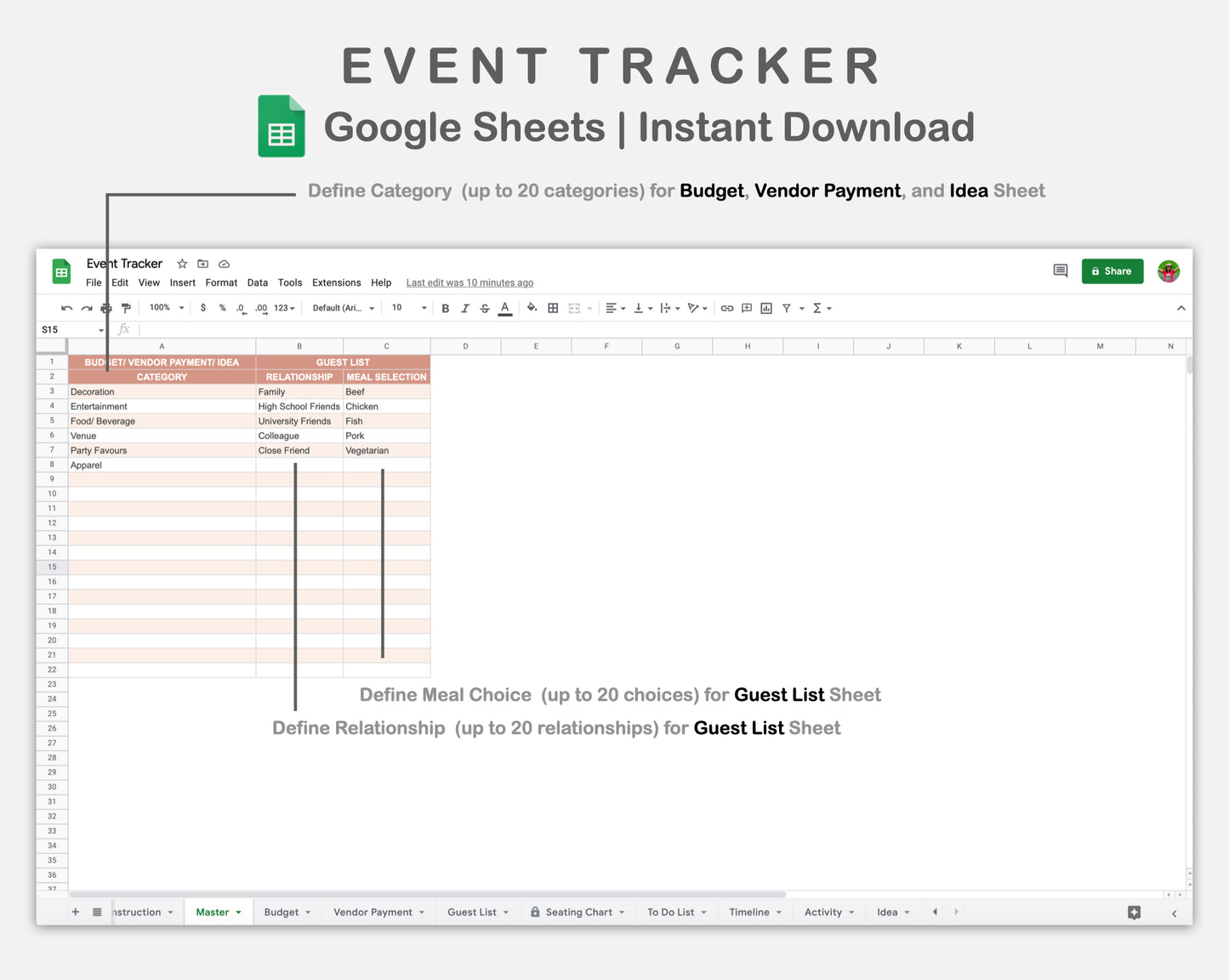 Google Sheets - Event Planner - Neutral