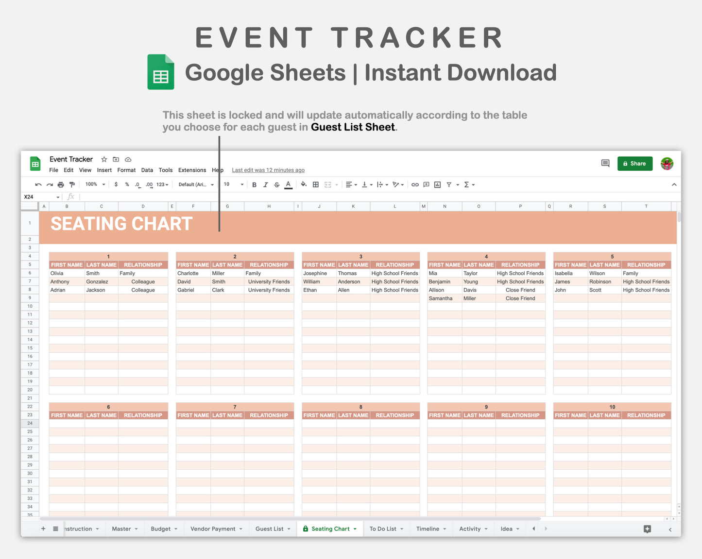 Google Sheets - Event Planner - Neutral