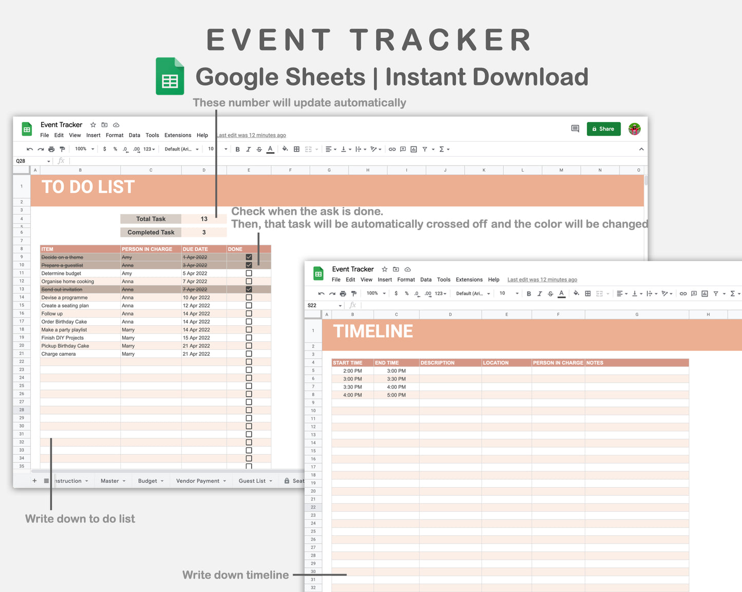 Google Sheets - Event Planner - Neutral