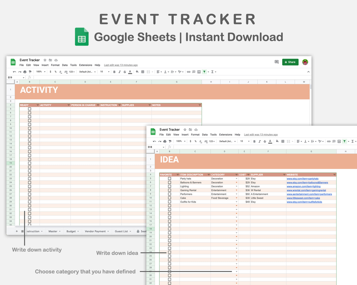 Google Sheets - Event Planner - Neutral