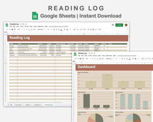 Google Sheets - Reading Log - Earthy