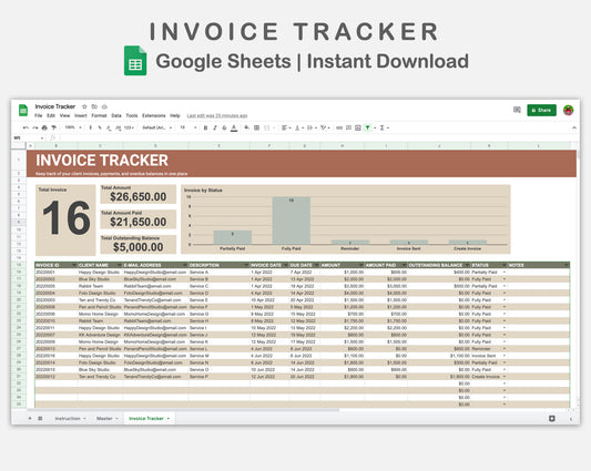 Google Sheets - Invoice Tracker - Earthy