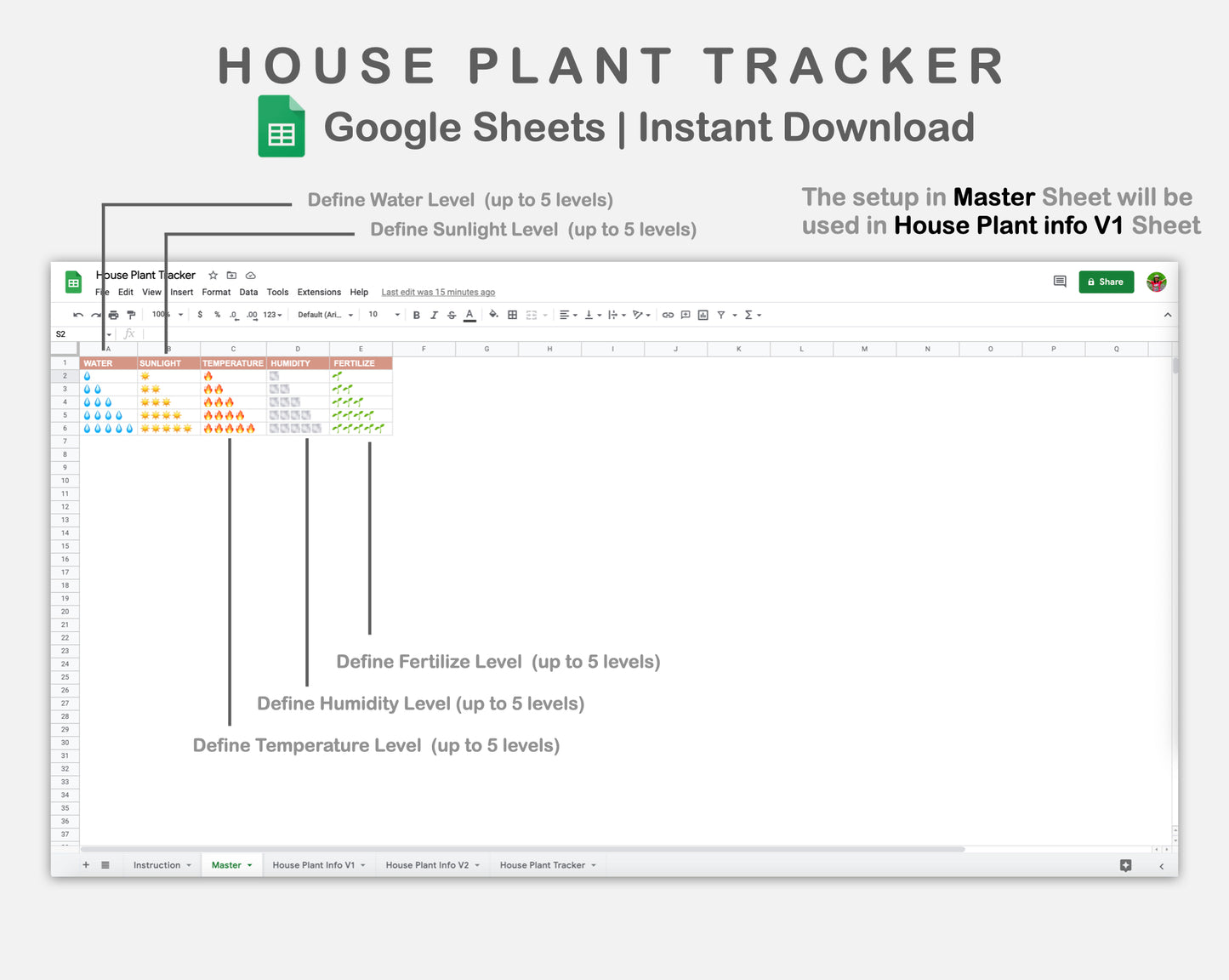 Google Sheets - House Plant Tracker - Neutral
