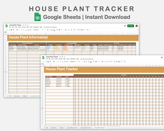 Google Sheets - House Plant Tracker - Boho