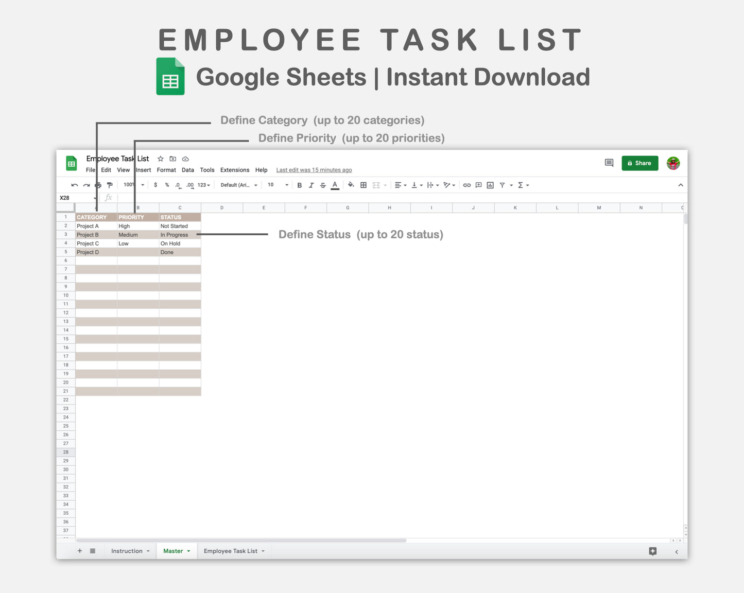 Google Sheets - Employee Task List  - Neutral