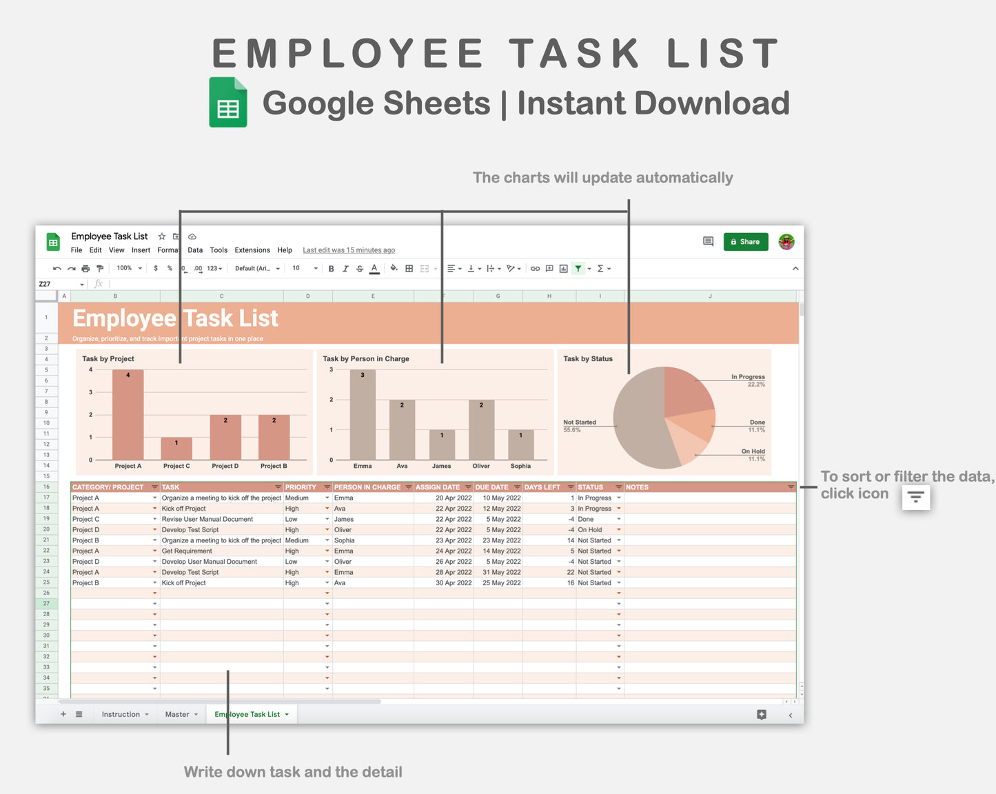 Google Sheets - Employee Task List  - Neutral