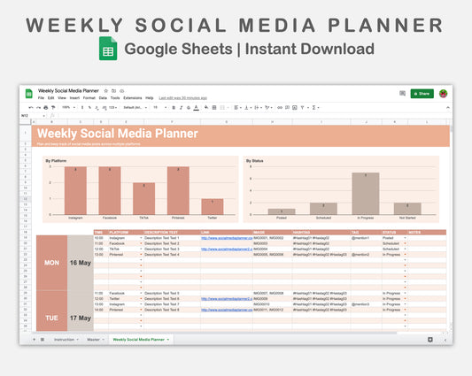 Google Sheets - Weekly Social Media Planner  - Neutral