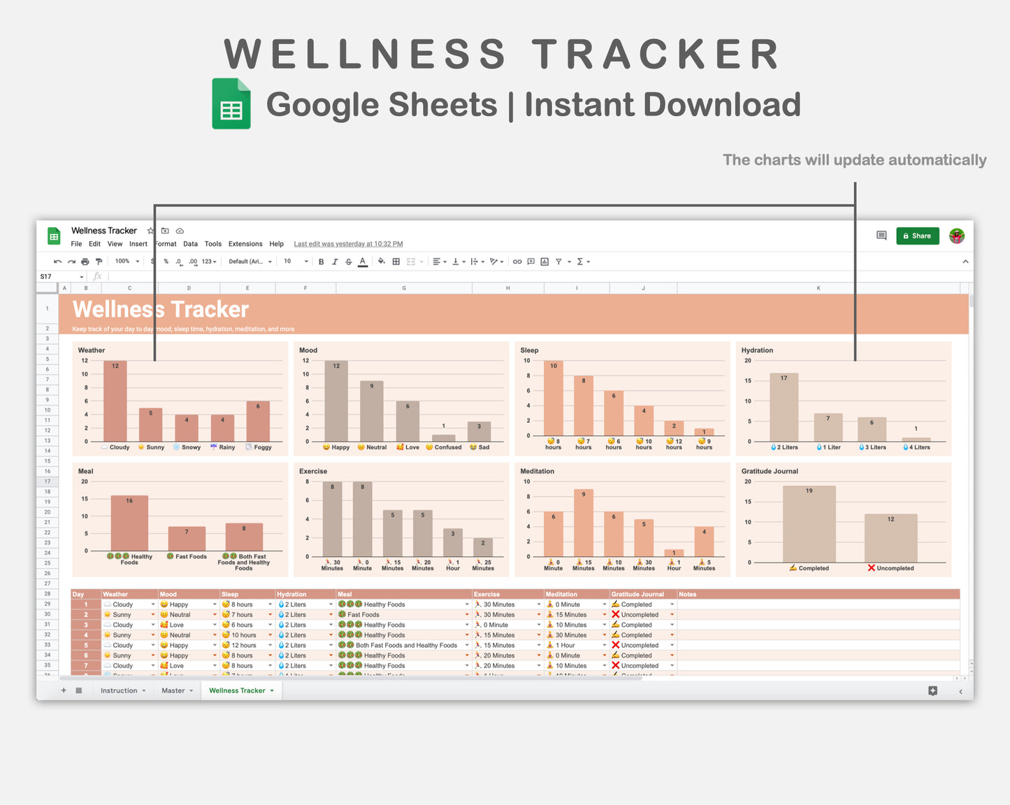 Google Sheets - Wellness Tracker  - Neutral