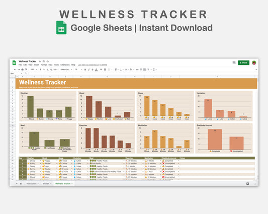 Google Sheets - Wellness Tracker  - Boho