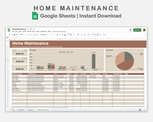 Google Sheets - Home Maintenance - Earthy