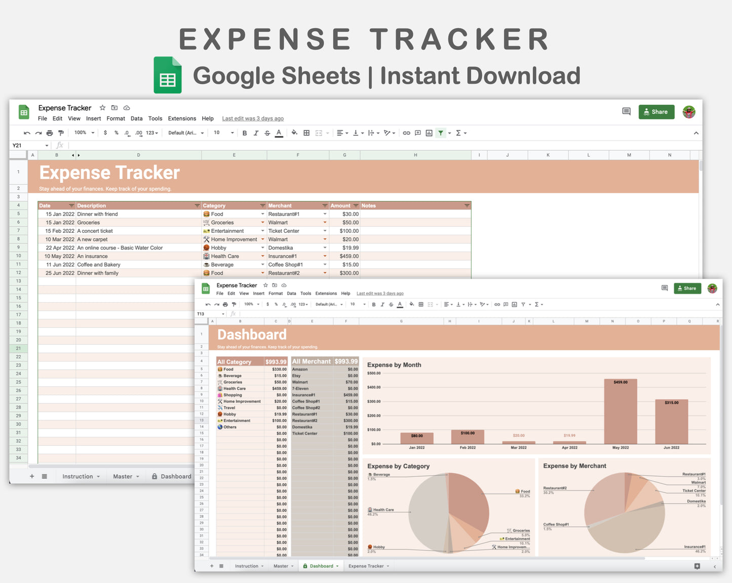 Google Sheets - Expense Tracker - Neutral