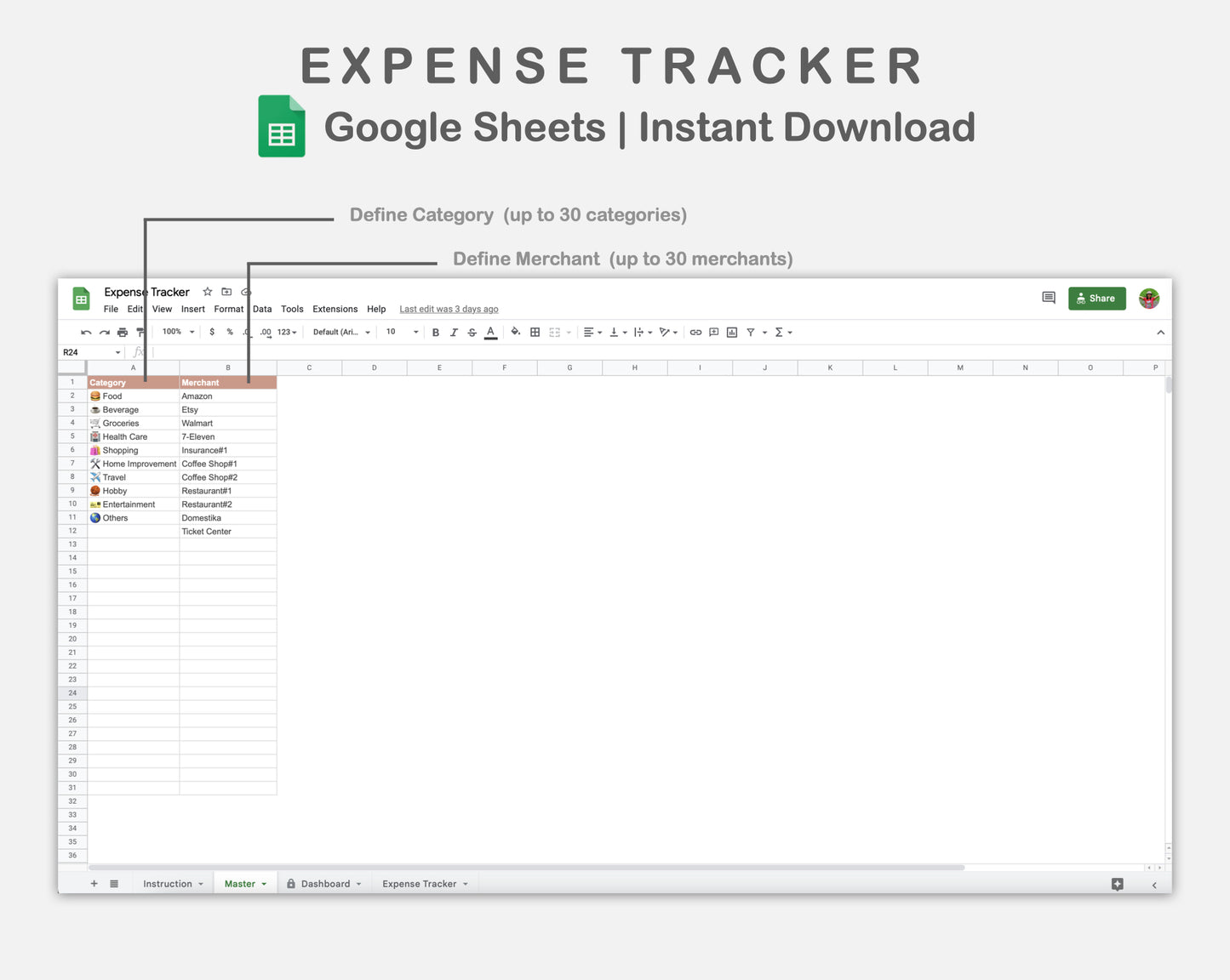 Google Sheets - Expense Tracker - Neutral