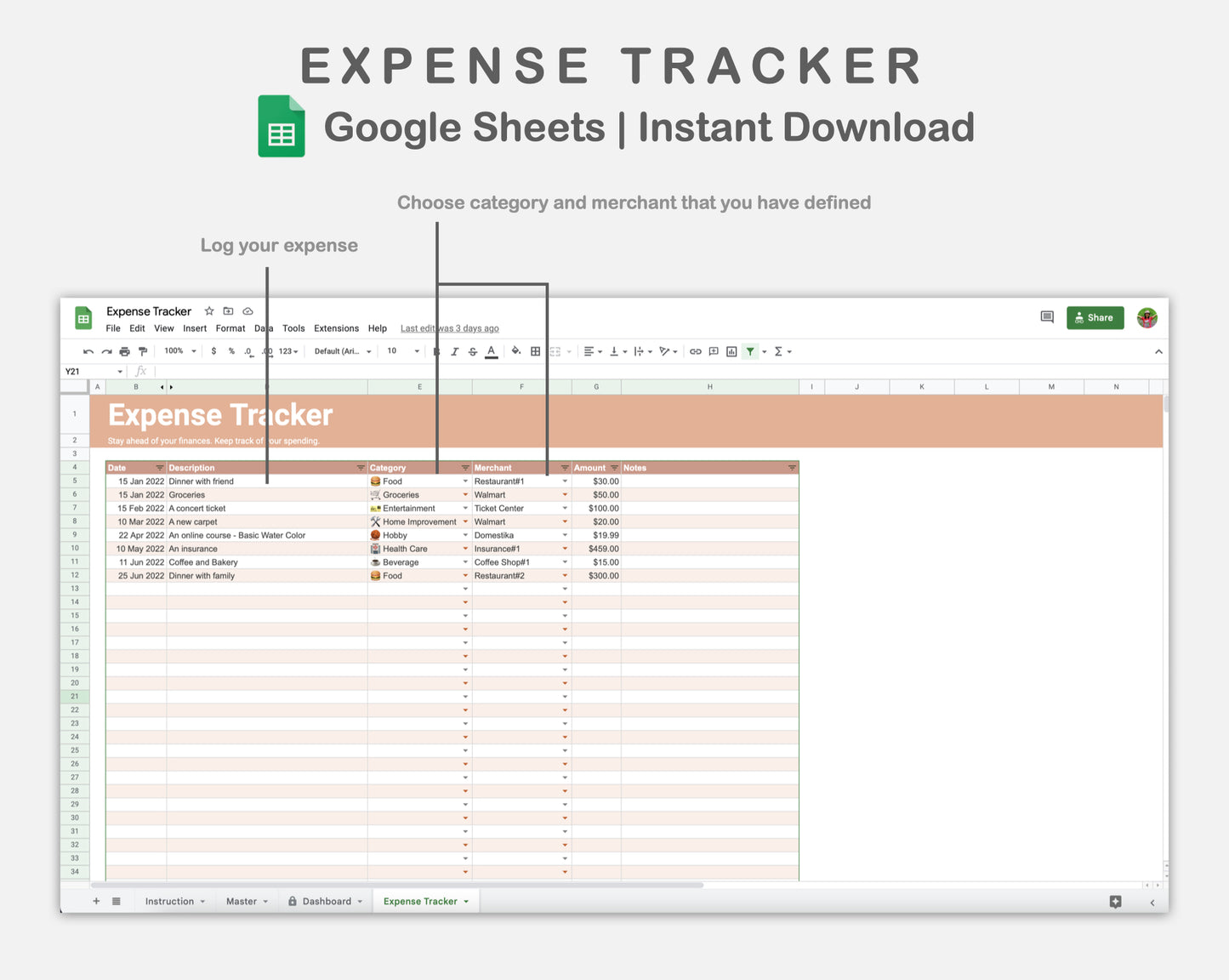 Google Sheets - Expense Tracker - Neutral