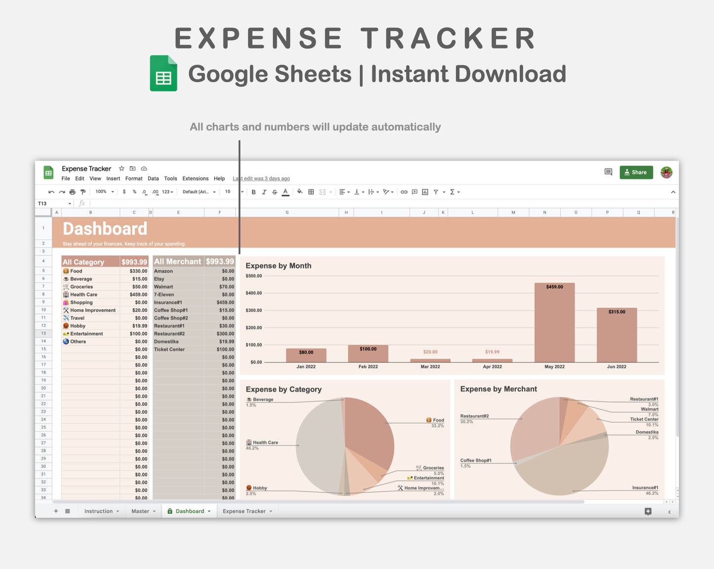 Google Sheets - Expense Tracker - Neutral