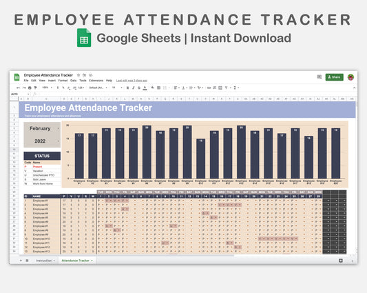 Google Sheets - Employee Attendance Tracker - Sweet