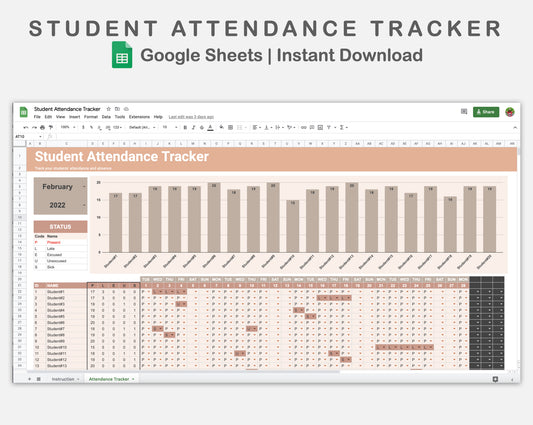 Google Sheets - Student Attendance Tracker - Neutral