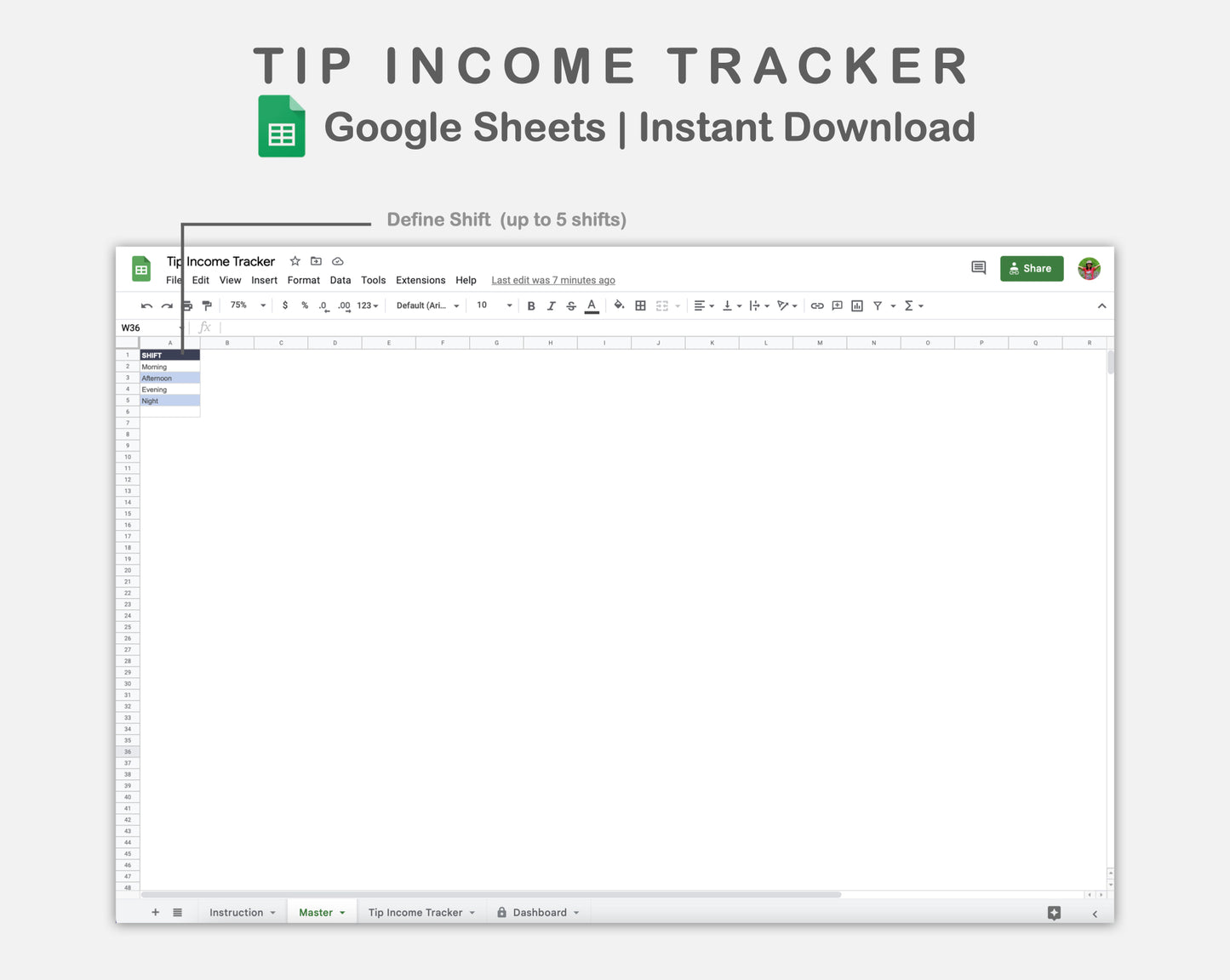 Google Sheets - Tip Income Tracker - Sweet