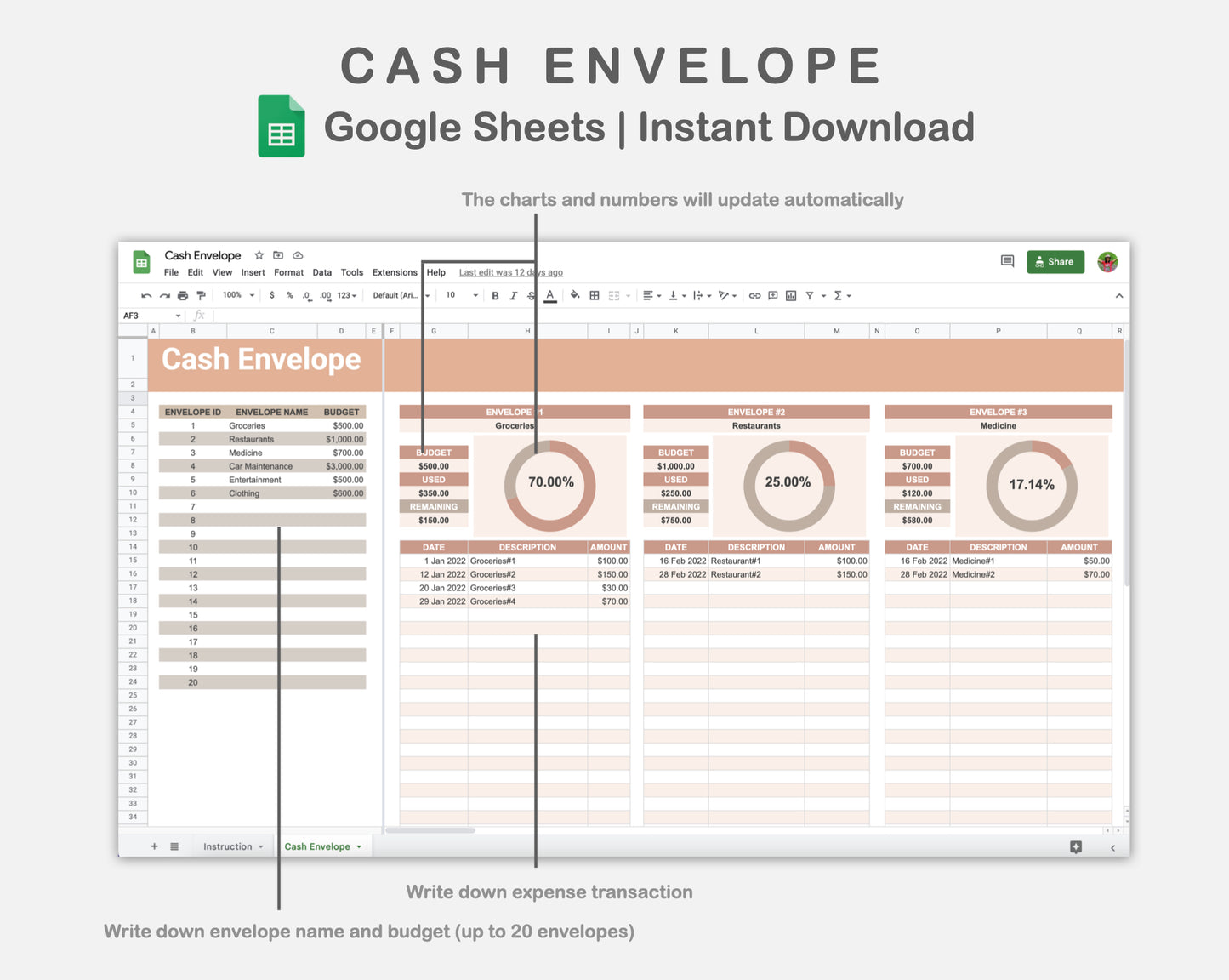 Google Sheets - Cash Envelope - Neutral