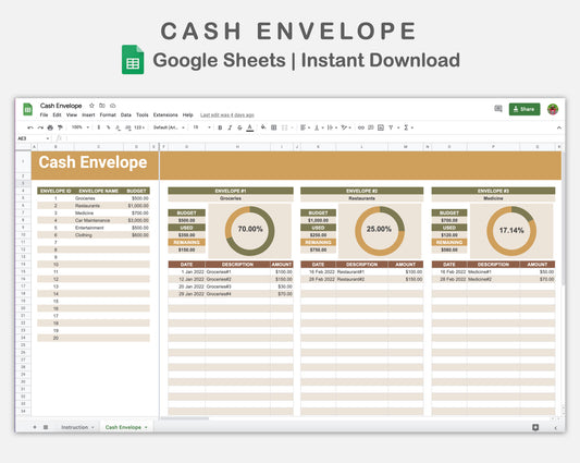 Google Sheets - Cash Envelope - Boho